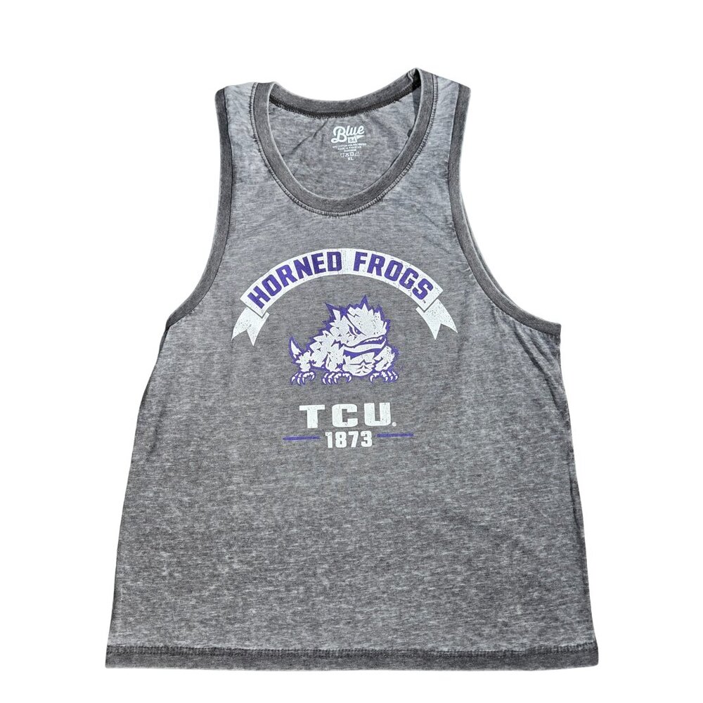 NWOT | Blue 84 TCU Horned Frogs Collegiate Graphic Tank Top | Charcoal | XL
